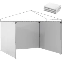 Outsunny Lot de 3 parois latérales pour tonnelle de 3 x 3 m, Panneaux Latéraux pour pavillon, fermeture éclair tissu Oxford blanc(m-12)