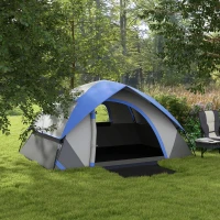 Outsunny Two Man Single Room Dome Tent, with Accessories - Dark Blue/Grey(m-10)