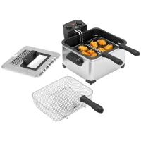 HOMCOM Friteuse 5 litres avec température et minuterie réglables 2000 W panier à huile amovible et fenêtre de visualisation(m-13)