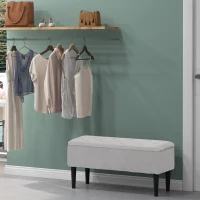HOMCOM Storage Ottoman, Bench with Wooden Legs, 47L Ottoman Holds up to 120KG, for Living Room, Bedroom, Grey(m-20)