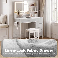 HOMCOM Dressing Table with 3-Colour LED Mirror, Power Outlet, Vanity Desk with 4 Drawers, 5 Shelves, Hair Dryer Holder(m-7)