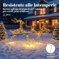 Outsunny Set 3 Renne di Natale Luminose da Esterno 120 cm, 200 LED Bianco Caldo, 8 Modalità di Illuminazione, Timer, Marrone(m-7)