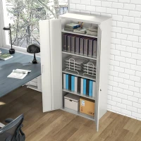 HOMCOM Armário para Arquivos de 5 Níveis com Chaves Prateleiras Ajustáveis Armário de Arquivos Metálico 80x40x180 cm Branco(m-6)