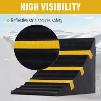 HOMCOM 2 PCs Rubber Wheel Chocks Heavy Duty Blocks for Vehicles, Cars, Caravan, Trailer with Handle 25L x 16W x 19H cm(m-4)