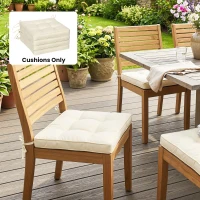 Outsunny Set of 4 Garden Seat Cushion with Ties, 42 x 42cm Replacement Dining Chair Seat Pad, Cream White(m-2)