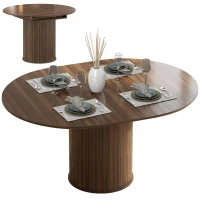 HOMCOM Table à Manger Extensible pour 6 à 8 Personnes, 110-150 cm, Table de Cuisine Ovale avec Piètement Central Rond, Noyer(m-12)