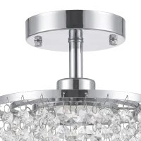HOMCOM Crystal Ceiling Light with 57 Crystal Strands, Ceiling Light with Mounting Plate for Hallway, Silver Tone(m-11)