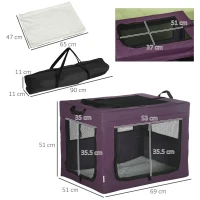 PawHut 69cm Pet Carrier, with Cushion, for Miniature and Small Dogs - Purple(m-3)
