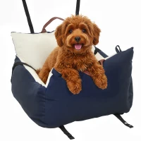 PawHut Siège auto pour chien avec ceinture de sécurité et fixation siège de voiture pour chien rembourré 49x53x36cm bleu marine(m-11)