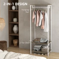 HOMCOM Hallway Coat Rack and Shoe Bench Tree - Grey(m-4)