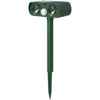 Outsunny Ultrasonic Cat Repellent, PIR Motion Sensor 110°, LED Flash, Solar Cat Deterrents for Gardens UK(m-11)