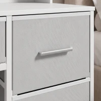 HOMCOM Dressing Table with 3-Colour LED Mirror, Power Outlet, Vanity Desk with 4 Drawers, 5 Shelves, Hair Dryer Holder(m-13)