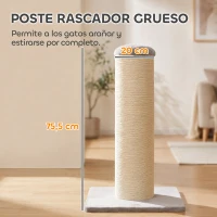 PawHut Poste Rascador para Gatos Altura 75,5 cm Rascador para Gatos Interior Base Estable y Cuerda de Sisal Natural Gris Claro(m-4)