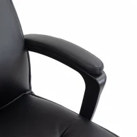 HOMCOM Scaun de Birou Rotativ din Piele PU, Funcție Legănare, Spătar Înalt, Reglabil pe Înălțime, Suportă 120 kg, Negru(m-11)