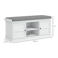 HOMCOM Multi-Compartment Shoe Storage Bench, with Top Cushion - White/Grey(m-3)