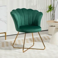 HOMCOM Velvet-Feel Lotus Petal Accent Chair - Green(m-2)