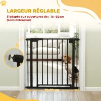 PawHut Barrière de sécurité pour chiens et bébés 76 à 81 cm avec extension fixation par pression sans perçage blanc(m-4)