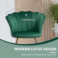 HOMCOM Velvet-Feel Lotus Petal Accent Chair - Green(m-6)