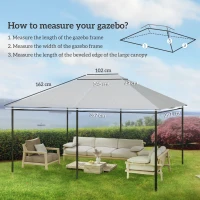 Outsunny 3 x 4m Gazebo Canopy Replacement Cover, Gazebo Roof Replacement (TOP COVER ONLY), Light Grey(m-3)