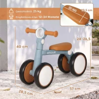 AIYAPLAY Kinderloopfiets opvouwbaar en licht met EVA-wielen, verstelbare zitting, aluminium frame, 1-3 jaar, blauw(m-3)