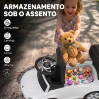 AIYAPLAY Carro Andador para Bebé 3 em 1 Mercedes-Benz com Barra de Empurrar, Capota, Laterais de Proteção, Música, 12-36 Meses, Branco(m-7)