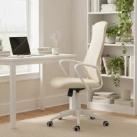 Vinsetto Silla de Oficina Giratoria Altura Ajustable con Reposabrazos Función de Basculante Respaldo Alto 62x56x110-119,5cm Beige(m-2)