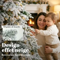 HOMCOM Sapin de Noël Artificiel 180 cm Arbre de Noël Lumineux Enneigé, Branches Articulées, Lumière 350 LEDs, Vert et Blanc(m-6)