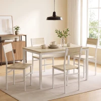 HOMCOM Conjunto Mesa de Comedor Extensible 120-160 cm y 6 Sillas Apilables para 4-6 Personas Efecto Roble(m-9)