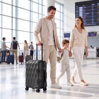 HOMCOM 56cm 41L Suitcase, Lightweight ABS Hard Shell Carry On Luggage with TSA Lock, Spinner Wheels, Telescopic Handle, Black(m-9)