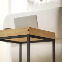 HOMCOM Set of Two Boxy Nesting Tables - Black/Wood-Effect(m-8)