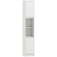 HOMCOM Coluna Estreita para Casa de Banho com 2 Portas e 2 Prateleiras Abertas, Ideal para Espaços Pequenos, 30x24x170 cm, Branco