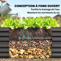 Outsunny Carré potager de jardin rectangulaire tubes de renforcement acier galvanisé 180 x 90 x 59 cm(m-6)