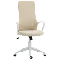 Vinsetto Silla de Oficina Giratoria Altura Ajustable con Reposabrazos Función de Basculante Respaldo Alto 62x56x110-119,5cm Beige(m-11)