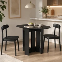 HOMCOM Folding Dining Table,  Drop-Leaf Table with Foldable Leaves for Small Spaces, Kitchen, Dining Room, Black(m-14)