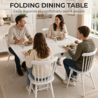 HOMCOM Folding Dining Table Under-Table Storage Extendable Kitchen Table Steel Rail White(m-4)