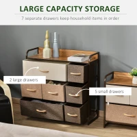 HOMCOM Chest of Drawers with 7 Foldable Drawers, 3-Tier Fabric Bedroom Dresser, Clothes Storage Unit for Bedroom, Living Room, Multi-Colored(m-4)
