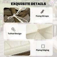 Outsunny Set of 4 Garden Seat Cushion with Ties, 42 x 42cm Replacement Dining Chair Seat Pad, Cream White(m-6)