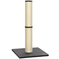 PawHut Tiragraffi per Gatti Alto 80 cm con Corda in Sisal e Base in Truciolato e Peluche, Grigio Scuro(m-1)