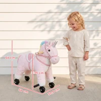 AIYAPLAY Cavalinho Unicórnio de Peluche com Rodas, Sons, Pegas e Apoios para os Pés, Rosa, 1-3 Anos(m-3)