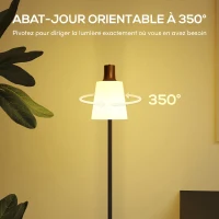 HOMCOM Lampadaire sur Pied Salon à Tête Rotative à 350°, Lampe sur Pied Moderne avec 3 Températures de Couleur, Noir(m-5)