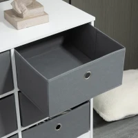 HOMCOM Chests of Drawer, Fabric Dresser Storage Cabinet with 6 Drawers for Bedroom, Living Room and Hallway, White and Grey(m-8)