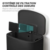 HOMCOM Poubelle cuisine 50L, poubelle à pédale, seau intérieur amovible, couvercle à fermeture douce, 45,1x36,5x62,6cm, noir(m-8)