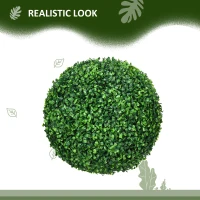 HOMCOM Set of Two Artificial Boxwood Balls Plants - Green(m-4)