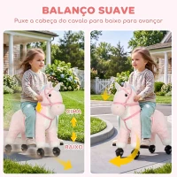 AIYAPLAY Cavalinho Unicórnio de Peluche com Rodas, Sons, Pegas e Apoios para os Pés, Rosa, 1-3 Anos(m-6)