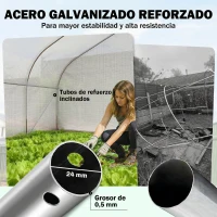 Outsunny Invernadero de Túnel 4x3x2 m con Puerta de Malla y 8 Ventanas con Techo Puntiagudo Cubierta de PE Blanco(m-7)
