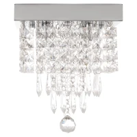 HOMCOM Lámpara de Techo de Cristal K9 Moderna con 4 Casquillos G9 de 40W y Base de Acero Inoxidable Lámpara de Araña para Comedor Dormitorio Salón Ø25x29 cm Plata(m-11)