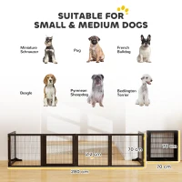 PawHut Wooden Pet Gate, Freestanding Dog Security Barrier with Two Support Feet - Black(m-3)
