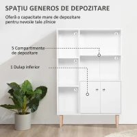 Homcom Biblioteca Alba 80×23,5×118 cm – Lemn cu Picioare din Pin(m-4)