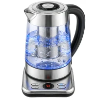 HOMCOM Bouilloire électrique, 1,7L, ébullition rapide 2200W avec thermostat strix, infuseur à thé, fonction maintien au chaud(m-12)