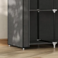 HOMCOM Clothes Storage Organiser with Hanging Rail, Shelves, Portable Wardrobe, Foldable Fabric Wardrobe, Dark Grey(m-12)